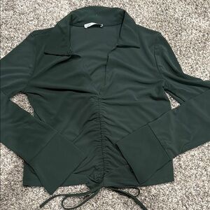 Zara Green Ruched Blouse with Soft Fabric